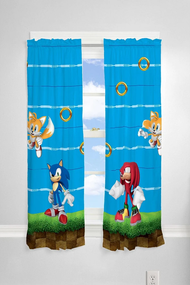 Sonic "Fast Friends" Room Darkening Drapes -pair, Sonic Drapes -pair