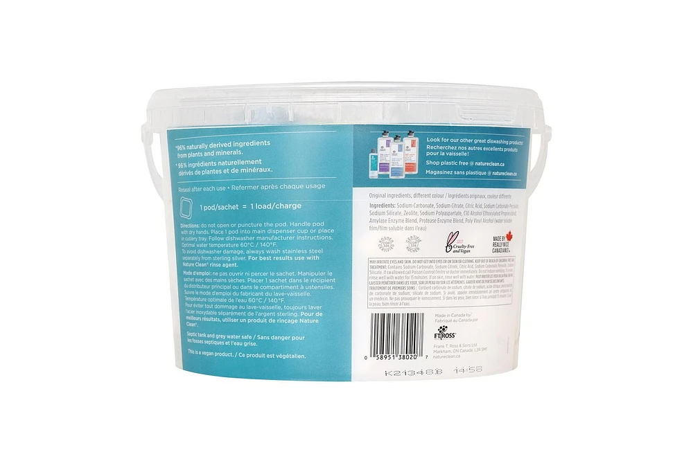 Nature Clean Sachets Pour Lave-Vaisselle Naturels à 96% 1,08 kg