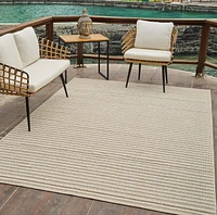 Rug Branch Hogar Striped Indoor Outdoor Area Rug, Brown Cream, Modern - Living Room, Bedroom, Dining Room, and Kitchen<br>