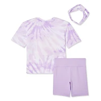 Justice Girls' Bike Short with Headband 3-Piece Set