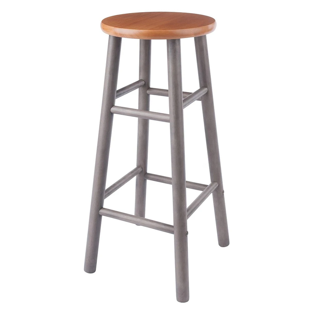 Huxton 2-Pc Bar Stool Set Gray and Teak