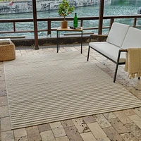 Rug Branch Hogar Striped Indoor Outdoor Area Rug, Brown Cream, Modern - Living Room, Bedroom, Dining Room, and Kitchen<br>