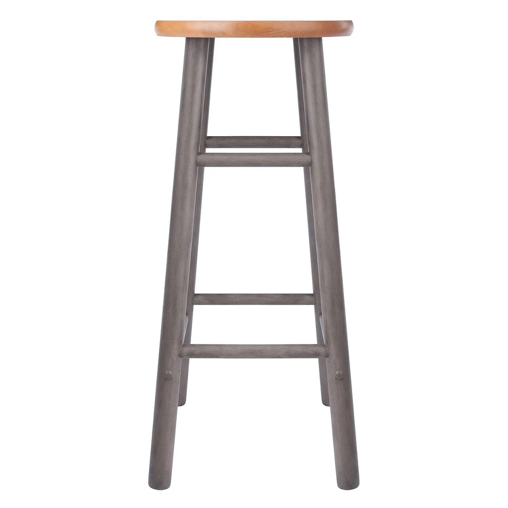 Huxton 2-Pc Bar Stool Set Gray and Teak