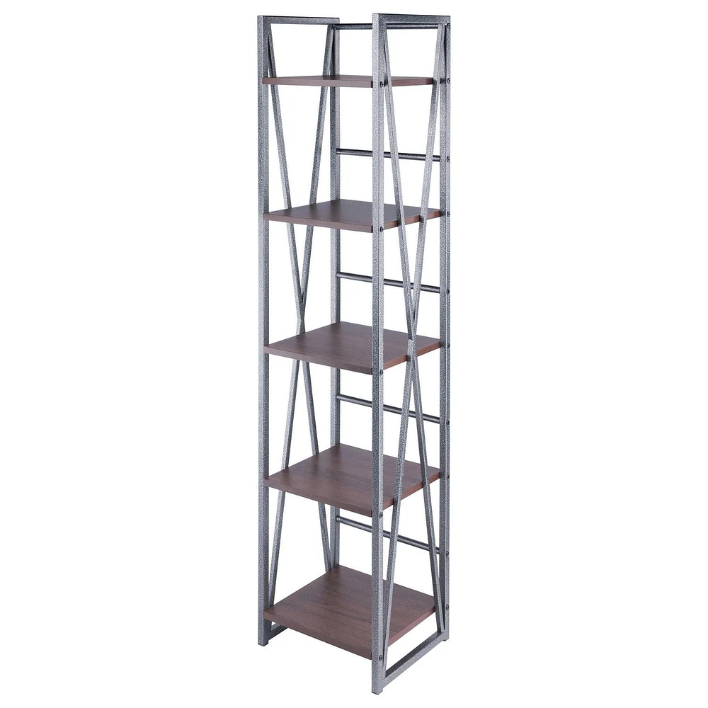 Isa 5-Tier Shelf Graphite and Walnut