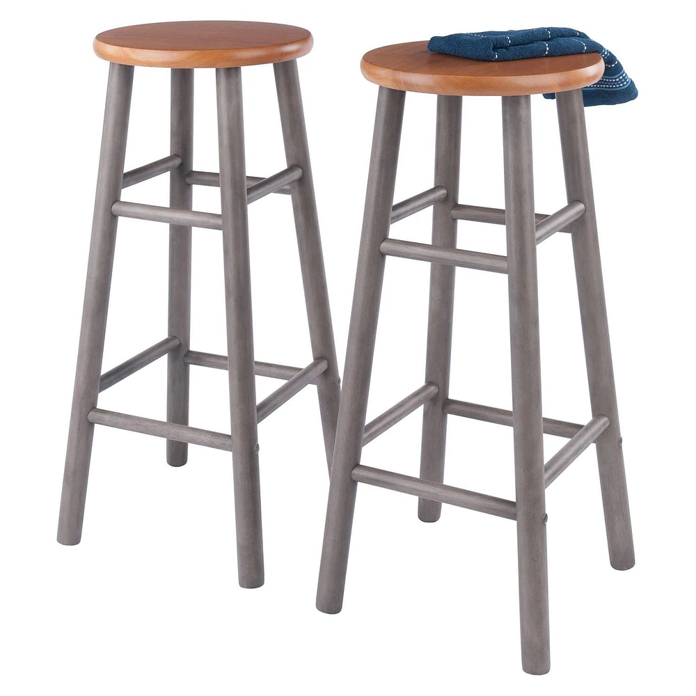 Huxton 2-Pc Bar Stool Set Gray and Teak