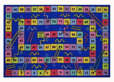 Fun Rugs Rectangle Multi-Colored Snakes & Ladders Nylon Kids Rug