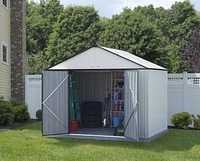 EZEE Shed Steel Storage 10 x 8 ft. Galvanized Extra High Gable Cream with Charcoal Trim