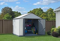 EZEE Shed Steel Storage 10 x 8 ft. Galvanized Extra High Gable Cream with Charcoal Trim