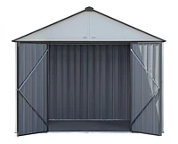 EZEE Shed Steel Storage 10 x 8 ft. Galvanized Extra High Gable Cream with Charcoal Trim