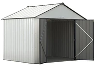 EZEE Shed Steel Storage 10 x 8 ft. Galvanized Extra High Gable Cream with Charcoal Trim