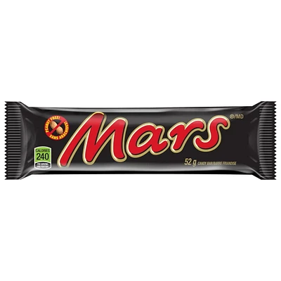 Barre de friandise au chocolat et au caramel Mars, barre individuelle, 52 g 1 barre, 52 g