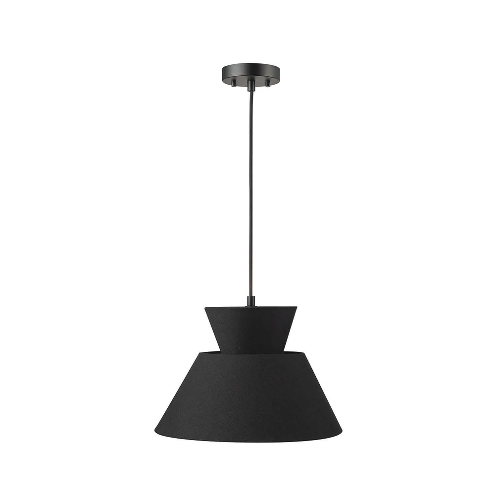 Novogratz x Globe Madison 2-Light Chandelier, Black Fabric Shade