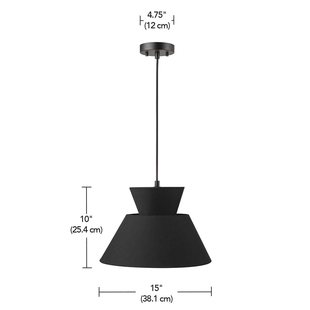 Novogratz x Globe Madison 2-Light Chandelier, Black Fabric Shade