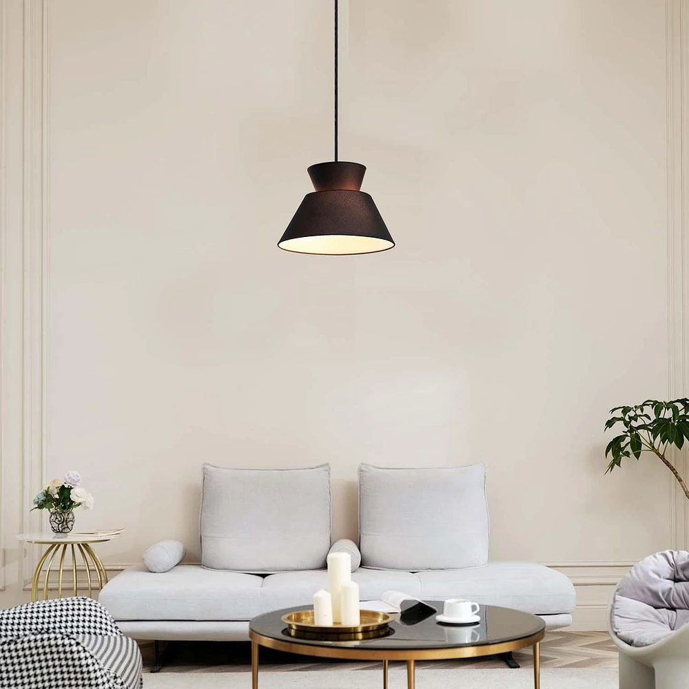 Novogratz x Globe Madison 2-Light Chandelier, Black Fabric Shade