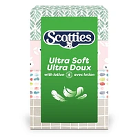 Scotties Ultra Soft with Lotion, 3-Ply Tissue Infused with Aloe & Vitamin E, Hypoallergenic and Dermatologist Tested, 4 Boxes, 104 Tissues Per Box