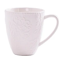 Mainstays White Embossed Ceramic Mug, 16.23 oz, 1 piece, 480ml, ceramic