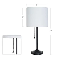 hometrends Matte Black Stepped Base Table Lamp with White Shade