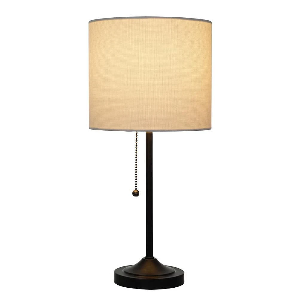 hometrends Matte Black Stepped Base Table Lamp with White Shade