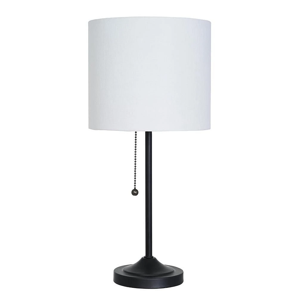 hometrends Matte Black Stepped Base Table Lamp with White Shade