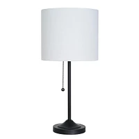 hometrends Matte Black Stepped Base Table Lamp with White Shade