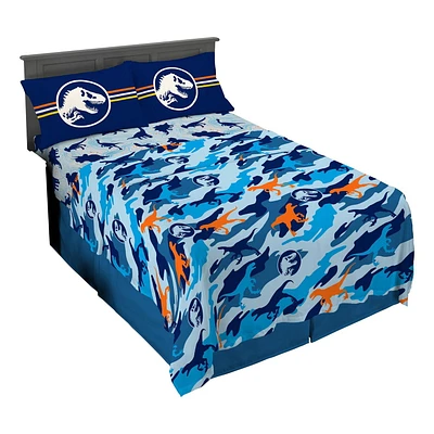 Ensemble de draps Monde Jurassique "Point de vue bleu" pour lit 2 place Ensemble de draps Jurassic