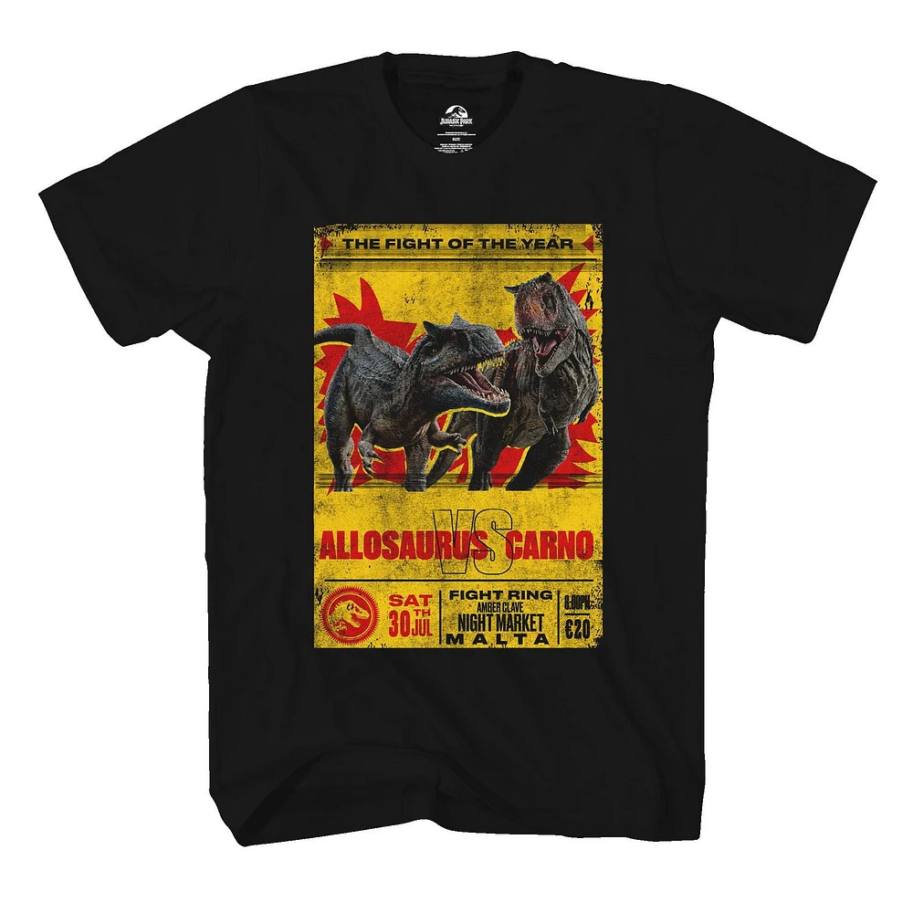 T-shirt à manches courtes Jurassic World Fight pour garçon Tailles: TP-TG