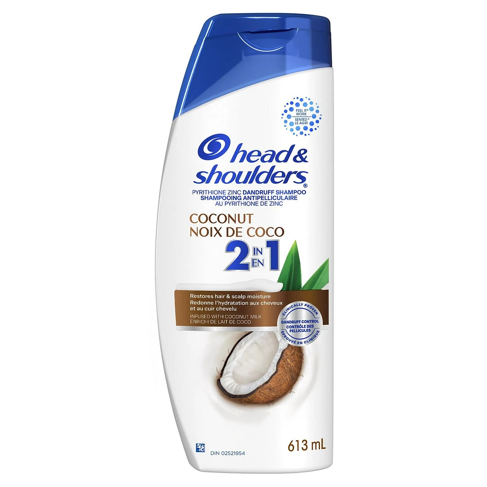 Head & Shoulders Coconut Daily-Use Anti-Dandruff Paraben Free 2-in-1 Shampoo + Conditioner, 613ML