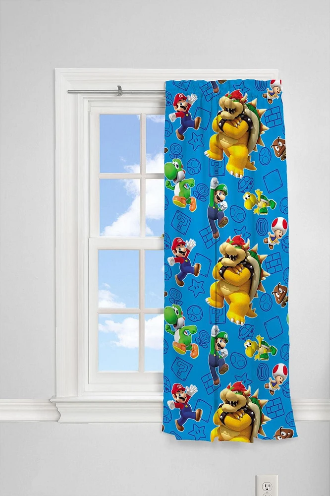 Super Mario "Brick Brothers" Room Darkening Drapes-pair