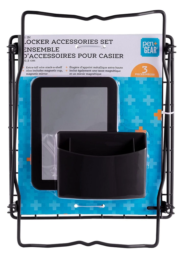 LockerMate Locker Accessories 3-Piece Kit, Black