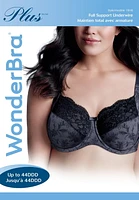 WonderBra Plus Printed Full Support Underwire Lace Top Cup Bra, 40C - 44DD