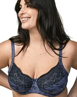 WonderBra Plus Printed Full Support Underwire Lace Top Cup Bra, 40C - 44DD