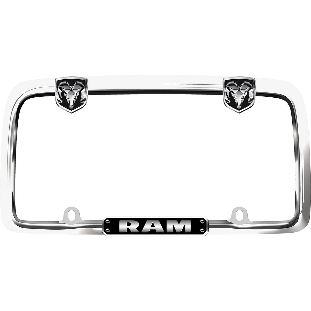 Cruiser Accessories Ram License Plate Frame, Chrome/Black, Fits 33x17cm License Plate