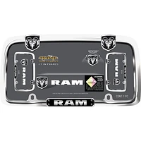 Cruiser Accessories Ram License Plate Frame, Chrome/Black, Fits 33x17cm License Plate