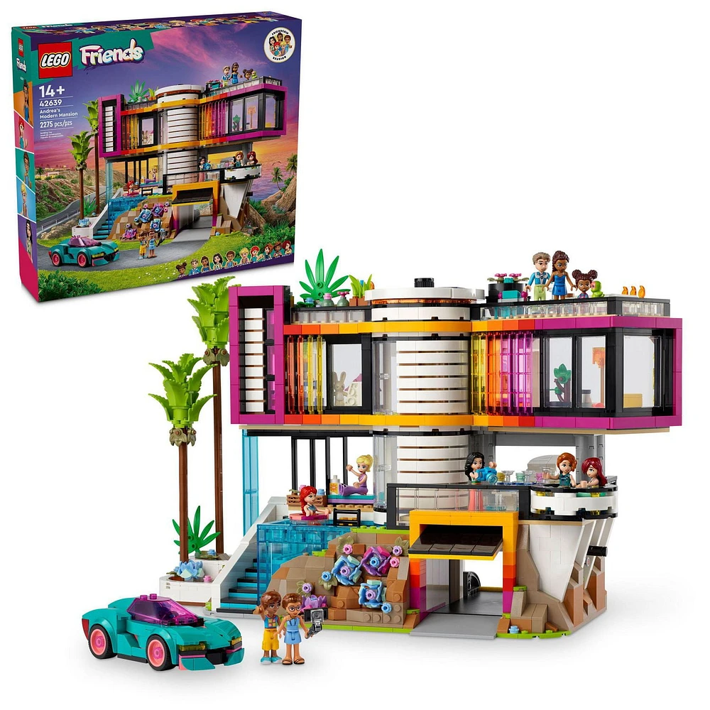 LEGO Friends Andrea's Modern Mansion Doll House - 4 Story Toy House Building Toy Set for Kids, Girls and Boys, Ages 14+ - Includes 11 Characters - Gift Idea for Birthdays & Holidays - 42639