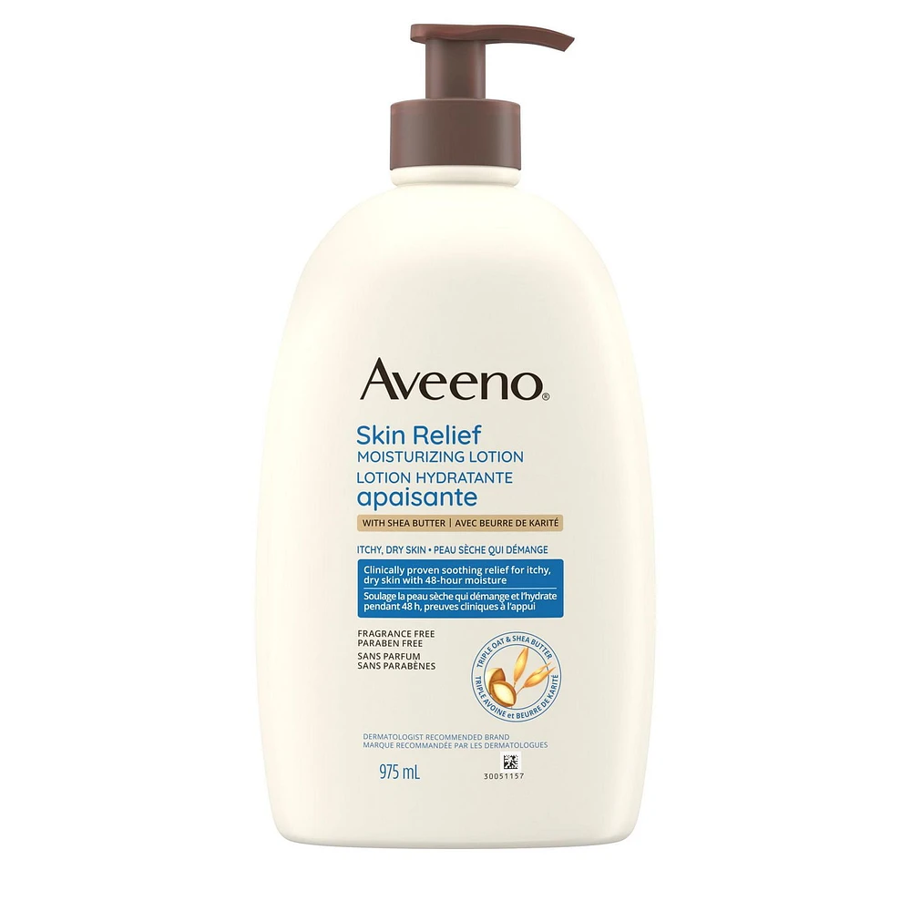 Aveeno Skin Relief Moisturizing Lotion, Shea Butter, Oat, Dimethicone, Dry Skin Body Moisturizer, Fragrance Free, 975 mL