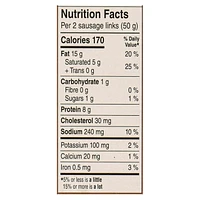 Saucisses de porc à déjeuner naturelles entièrement cuites Maple Leaf 300 g
