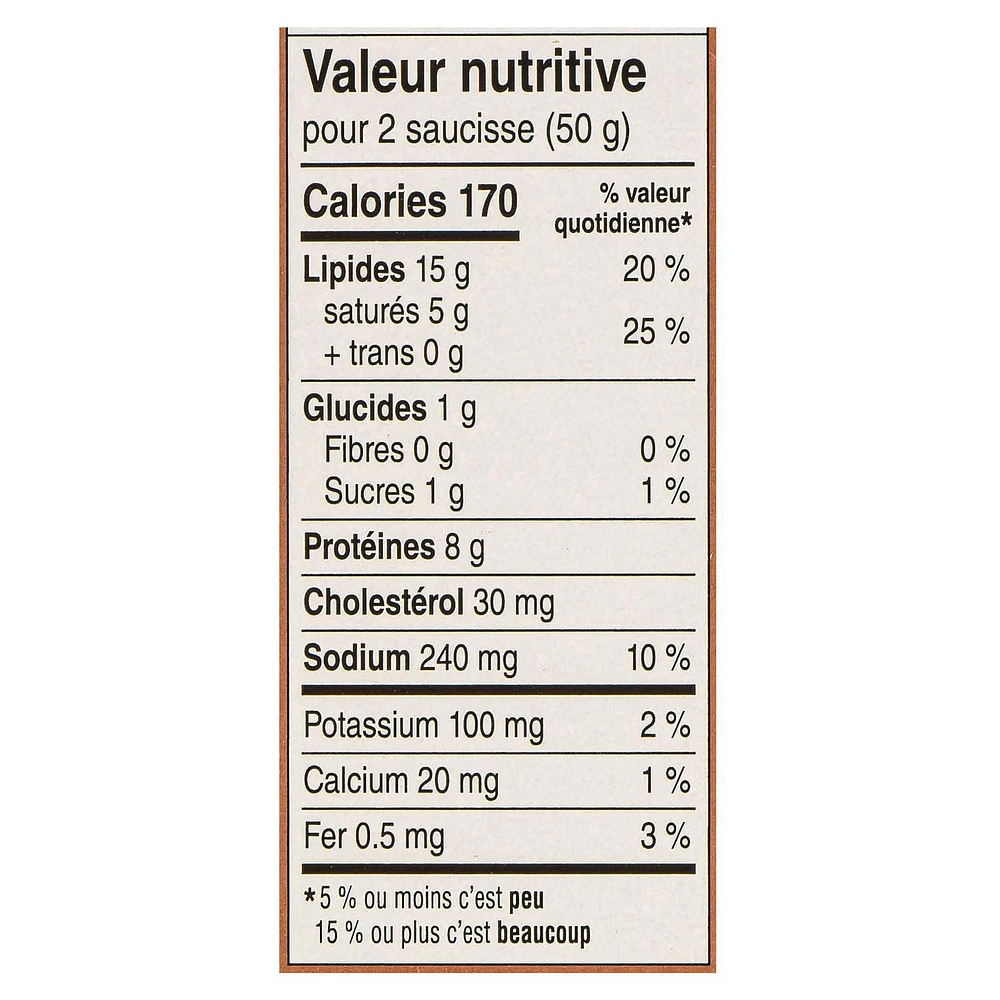 Saucisses de porc à déjeuner naturelles entièrement cuites Maple Leaf 300 g