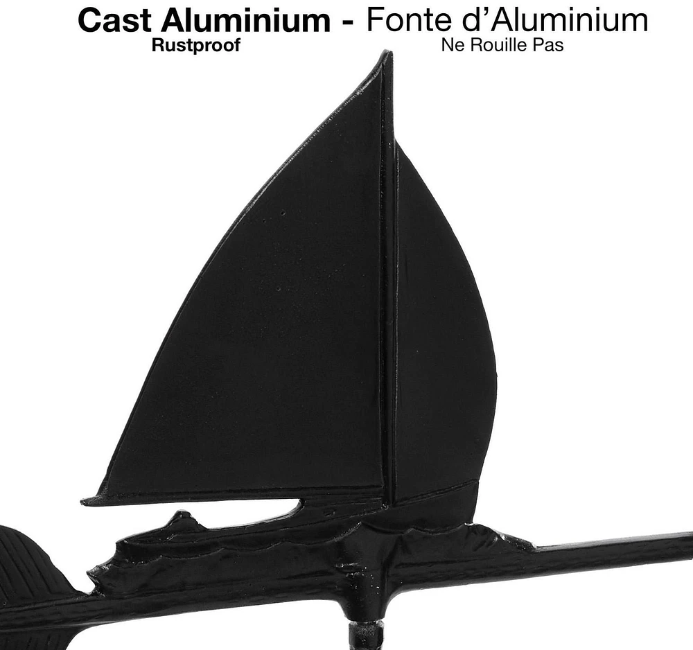 Klassen Bronze Sailboat Cast Aluminum Weathervane, Black