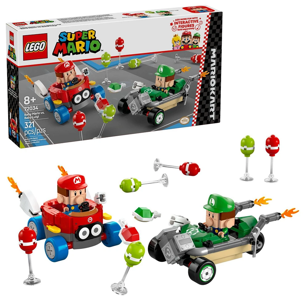 LEGO Super Mario: Mario Kart Baby Mario vs. Baby Luigi - Collectible Toy Building Set for Kids, Boys and Girls, Ages 8+ - Nintendo Mario Kart Toy for Fans - Gift Idea for Birthdays - 72034, Includes 321 Pieces, Ages 8+