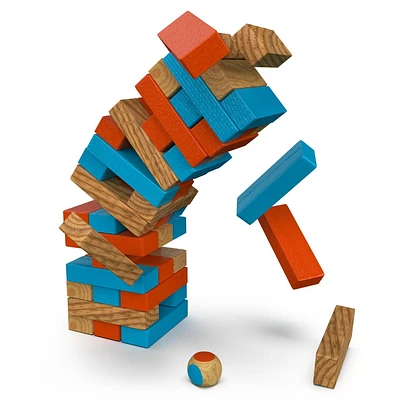 Spin Master Games, Rainbow Jumbling Tower Tumbling Stacking Building Toppling Colorful Wood Board Game Cool Things Games, for Kids Ages 5 and up, Jumbling Tower