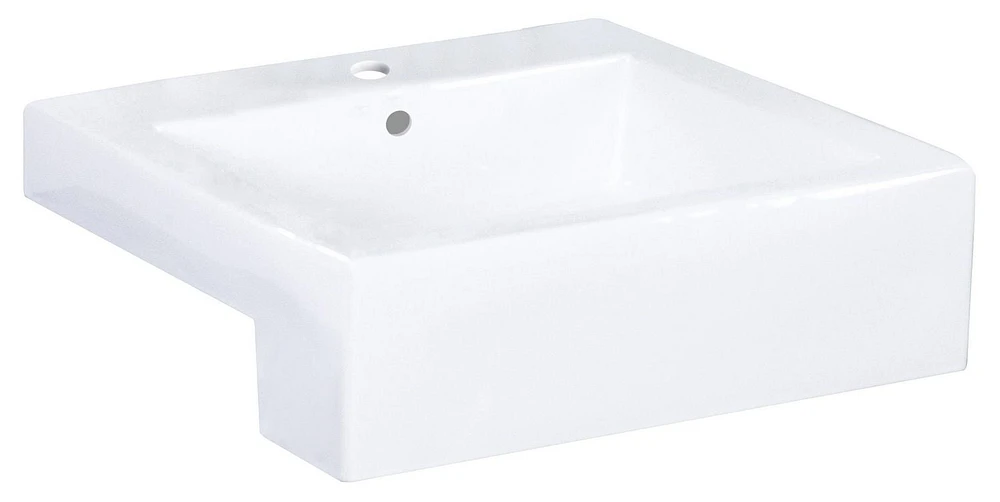 American Imaginations 20.25-in. W Semi-Recessed White Bathroom Vessel Sink Set For 1 Hole Center Faucet AI