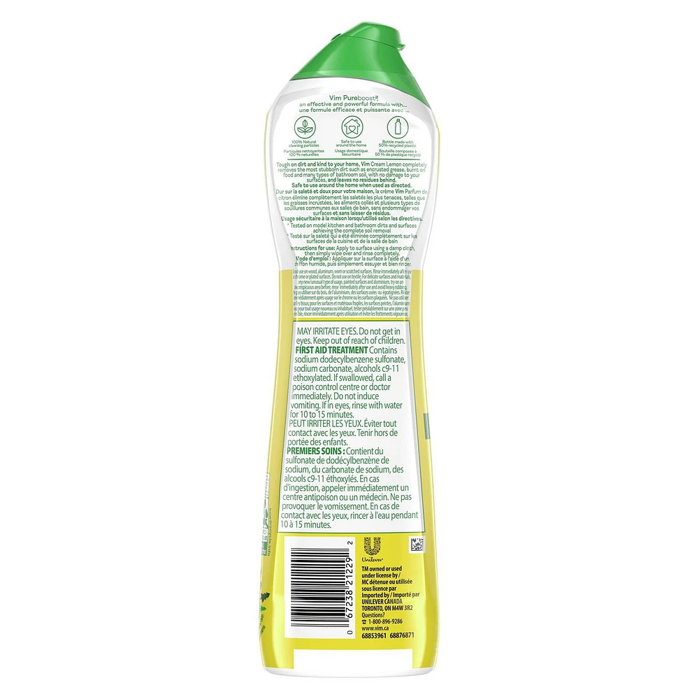 Vim PureBoost Lemon Scent Cream Cleaner, 500 ml Cream Cleaner