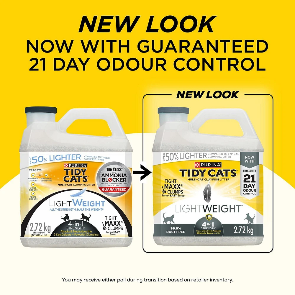 Tidy Cats Poids Plume Puissance 4 en 1 Multichat, Litière Agglomérante pour Chats 2,72 kg 2,72 kg