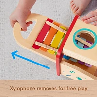 Fisher-Price Wooden Pound & Tap Bench Xylophone Toddler Musical Instrument Toy, 6 Wood Pieces, Ages 18 -24 Months