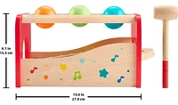 Fisher-Price Wooden Pound & Tap Bench Xylophone Toddler Musical Instrument Toy, 6 Wood Pieces, Ages 18 -24 Months