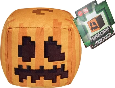 Minecraft Carved Pumpkin Plush Character, 8-inch Collectible Soft Doll Inspired by the Video Game