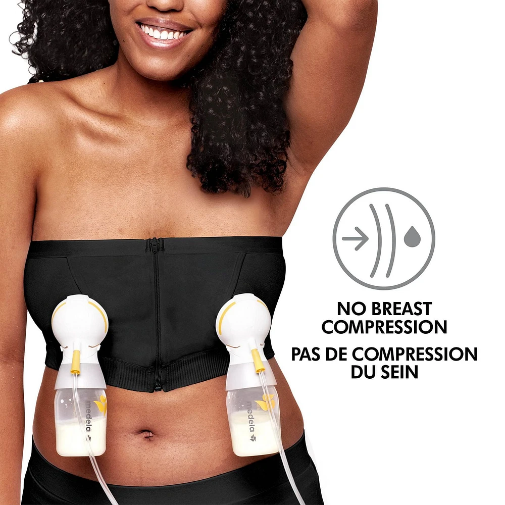 Medela Hands Free Pumping Bustier | Easy Expressing Pumping Bra with Adaptive Stretch for Perfect Fit | Black Small, Pumping Bustier