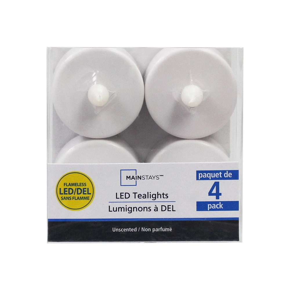 Mainstays 4PK LED Tealights, Pack of 4