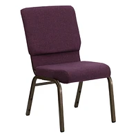 HERCULES Series 18.5''W Stacking Church Chair in Plum Fabric - Gold Vein Frame