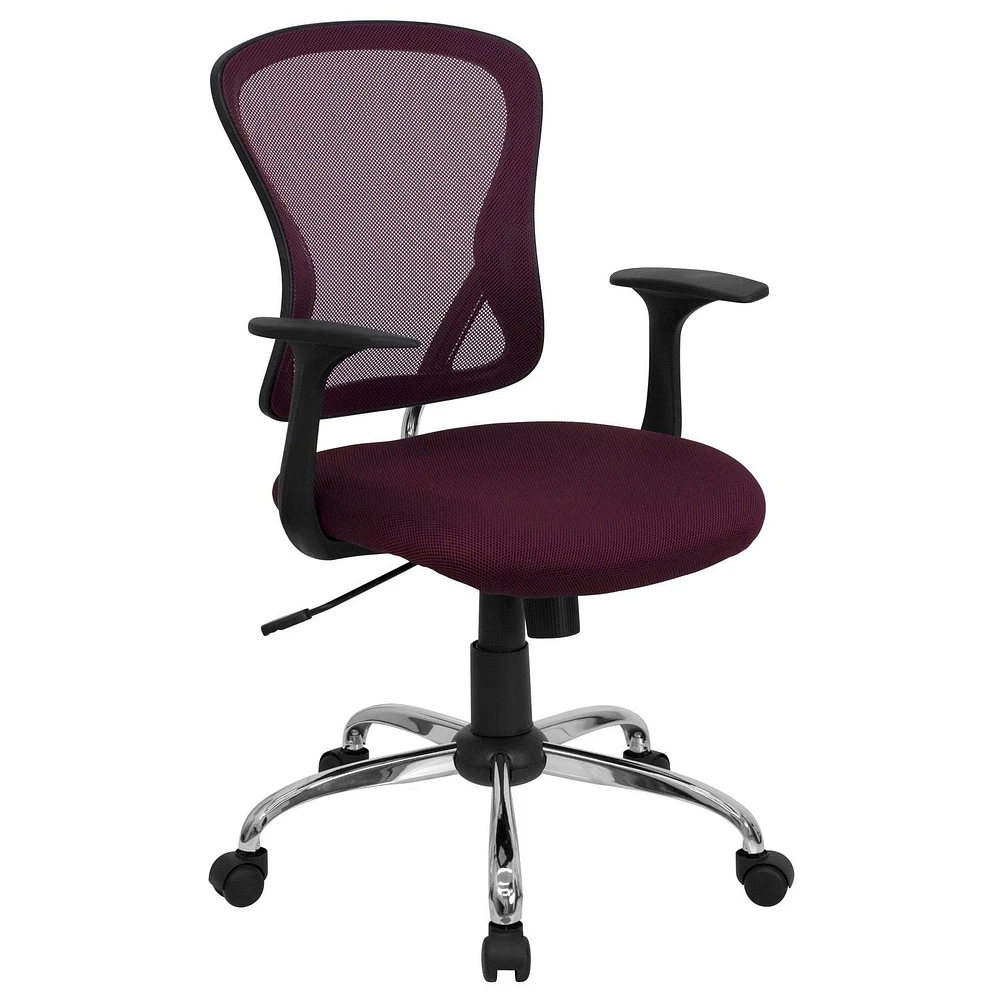 Mid-Back Mesh Swivel Task Chair with Chrome Base and Arms